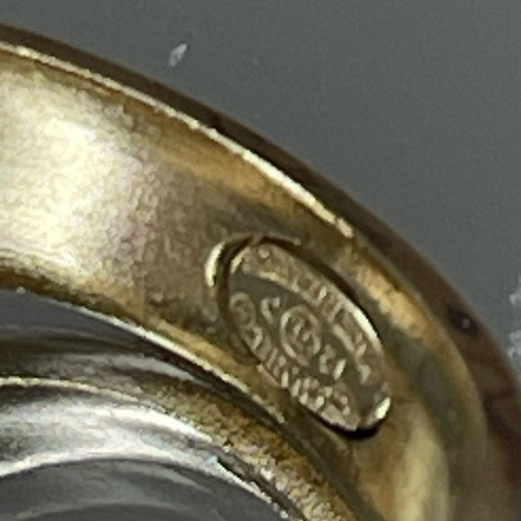 CHANEL Camellia CC Logo Rhinestone Gold Tone Ring Size 6 - Picture 8 of 14